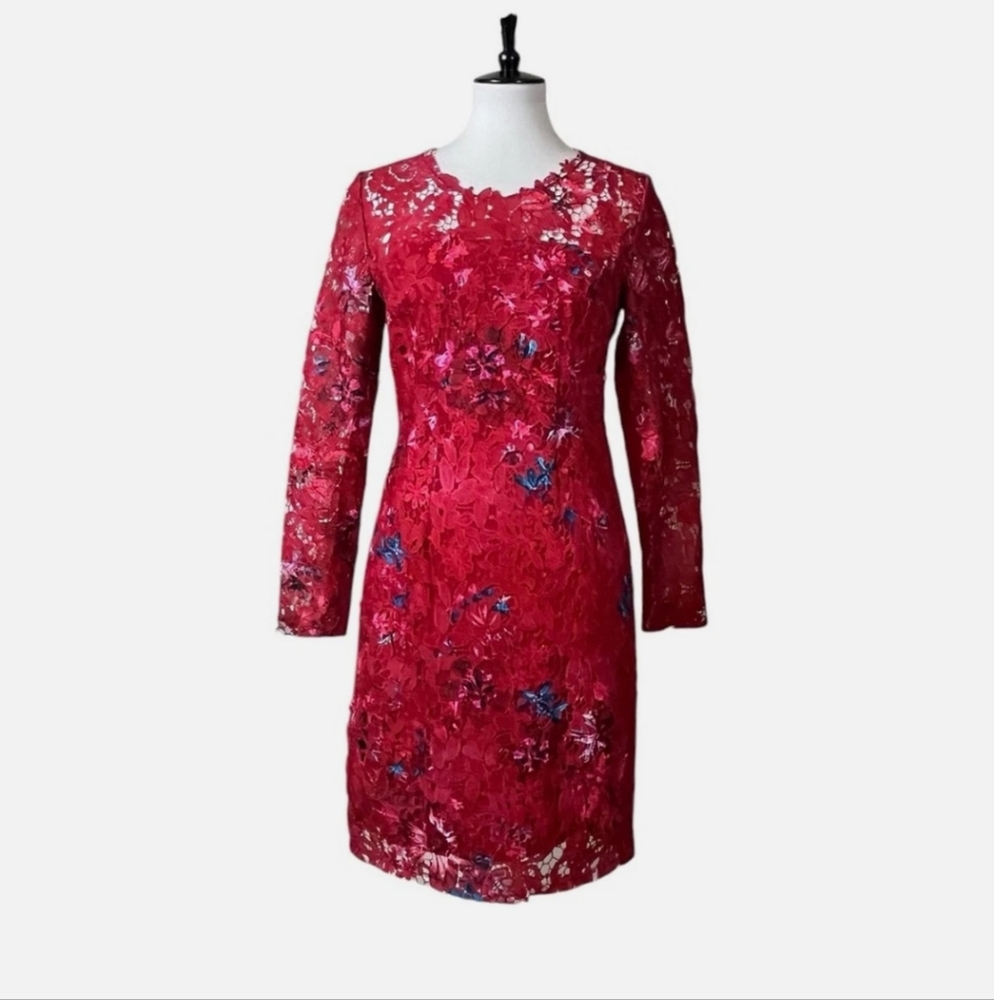 Elie Tahari Starla Midi Lace Sheath Dress